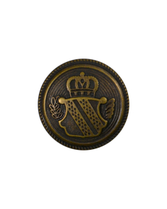 B1978 Crest with Crown Old Brass Shank Button