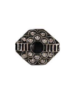 B277 Diamond 28mm Silver/Black Shank Button