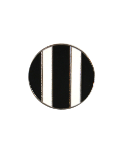 B415 Stripes 32L Silver Black White Shank Button