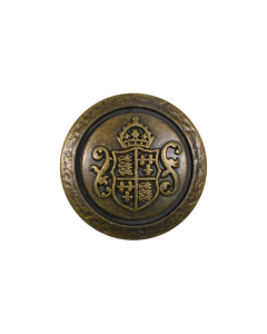 B520 Crest with Shield 24L Old Brass(26) Shank Button