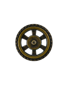B64 Steampunk Open Wheel Old Brass Shank Button