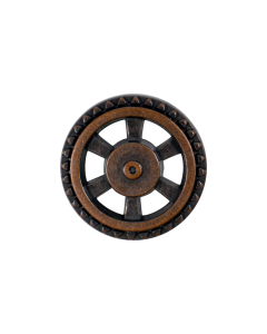 B64 Steampunk Open Wheel Old Copper Shank Button