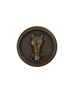 B833 Horse Head 44L Old Brass Shank Button