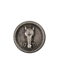 B833 Horse Head Old Silver Shank Button
