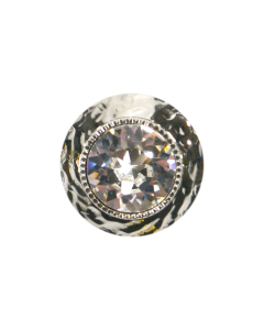 G76 Textured Rim Crystal 22L Silver(2) Shank Button