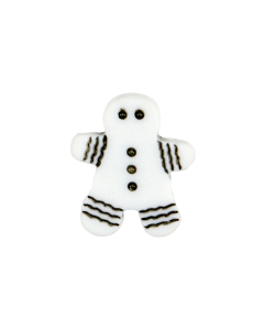 K122 Gingerbread Man 28L White/Black Shank Button