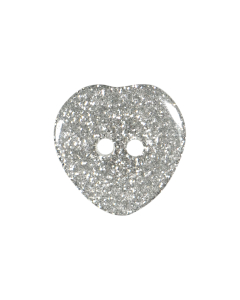 P291 Glitter Heart 28L Silver 2 Hole Button