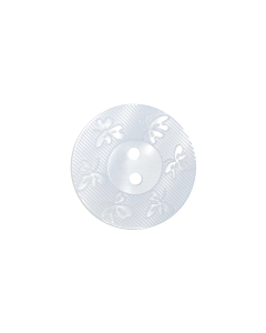P70 Flat Polyester Floral 2 Hole Button 24L White