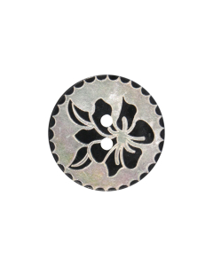 X776 Laser Flower 28L Black 2 Hole Button