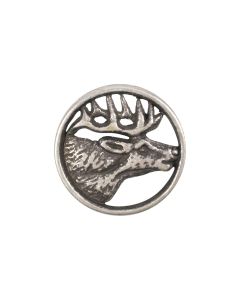 B1588 Stag Head Old Silver Shank Button