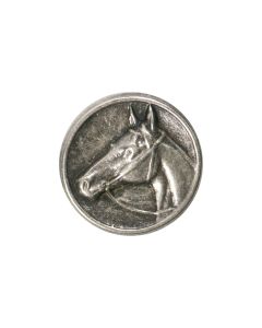 B160 Horse Head Old Silver(16) Shank Button