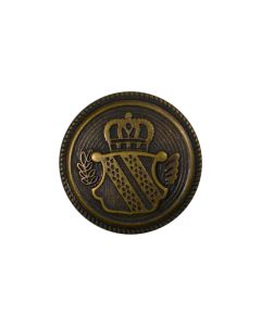 B1978 Crest with Crown Old Brass Shank Button