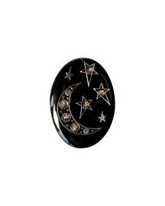 B251 Stars and Moon 28mm Old Silver/Black Shank Button