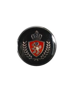 B406 Lion Crest Black Red Silver Shank Button
