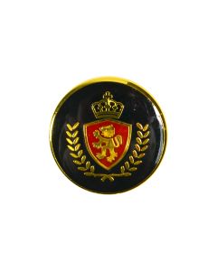 B406 Lion Crest Black Red Gold Shank Button