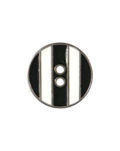 B416 Stripes 36L Silver Black White 2 Hole Button