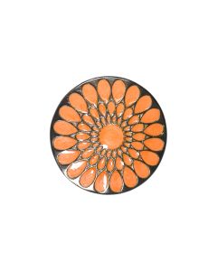 B421 Floral Gunmetal Orange Shank Button