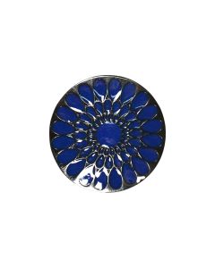 B421 Floral Gunmetal Blue Shank Button