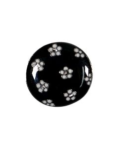 B425 Flowers 15mm Black White Shank Button