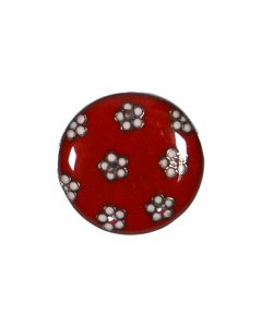 B425 Flowers 15mm Red White Shank Button