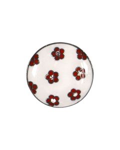 B425 Flowers 15mm White Red Shank Button