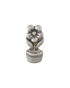 B470 Flower in Pot 17mm Old Silver Shank Button