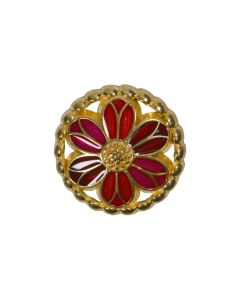 B505 Floral Red(51/C) Shank Button