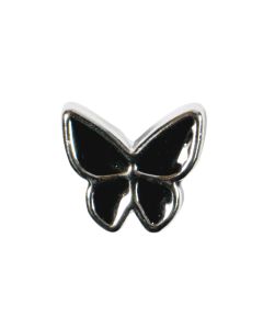 B506 Butterfly 12mm Black/Silver Shank Button
