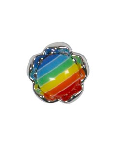 B508 Rainbow Flower 11mm Multi-Silver Shank Button