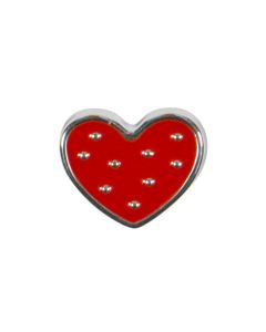 B509 Heart 12mm Red/Silver Shank Button