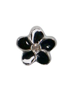 B510 Flower 11mm Black/Silver Shank Button