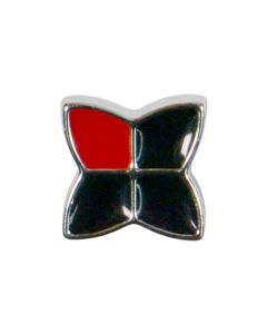 B511 Petal 12mm Black-Red-Silver Shank Button