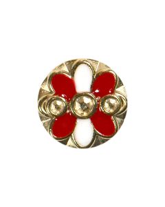 B512 Floral Red/Silver(18/A) Shank Button