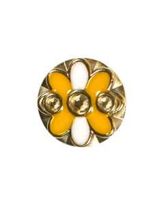 B512 Floral Yellow/Silver(18/B) Shank Button