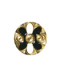 B512 Floral Black/Silver(18/D) Shank Button