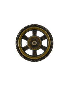B64 Steampunk Open Wheel 36L Old Brass Shank Button