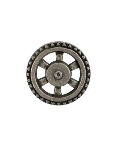 B64 Steampunk Open Wheel 24L Old Silver Shank Button