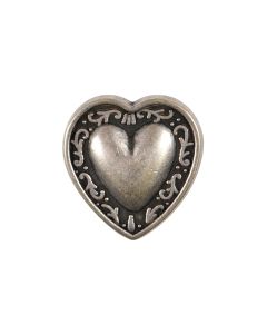 B756 Heart 18L Old Silver Shank Button
