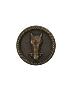 B833 Horse Head 44L Old Brass Shank Button