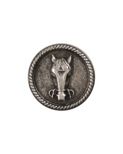 B833 Horse Head 36L Old Silver Shank Button