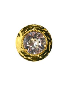 G76 Textured Rim Crystal 22L Gold(1) Shank Button