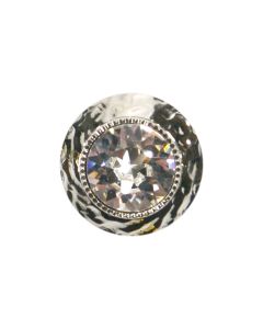 G76 Textured Rim Crystal 22L Silver(2) Shank Button