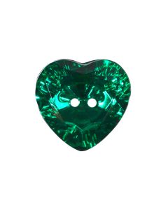 G774 Crystal Look Heart 19L Dark Green(6) 2 Hole Button