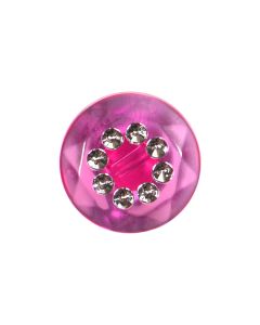 G992 Colourful Round with Crystal Centre 18L Pink(AC2/S) Shank Button
