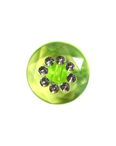 G992 Colourful Round with Crystal Centre 24L Green(AC37/S) Shank Button