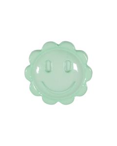 K100 Flower Smiley Face 24L Green(36) Shank Button