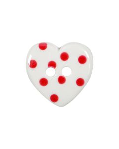 K788 Polka Dot Heart 24L White(003) 2 Hole Button
