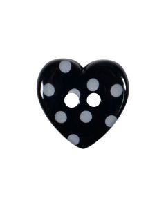 K788 Polka Dot Heart 24L Black(990) 2 Hole Button
