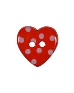 K788 Polka Dot Heart 24L Red(D30) 2 Hole Button