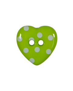 K788 Polka Dot Heart 24L Green(D45) 2 Hole Button